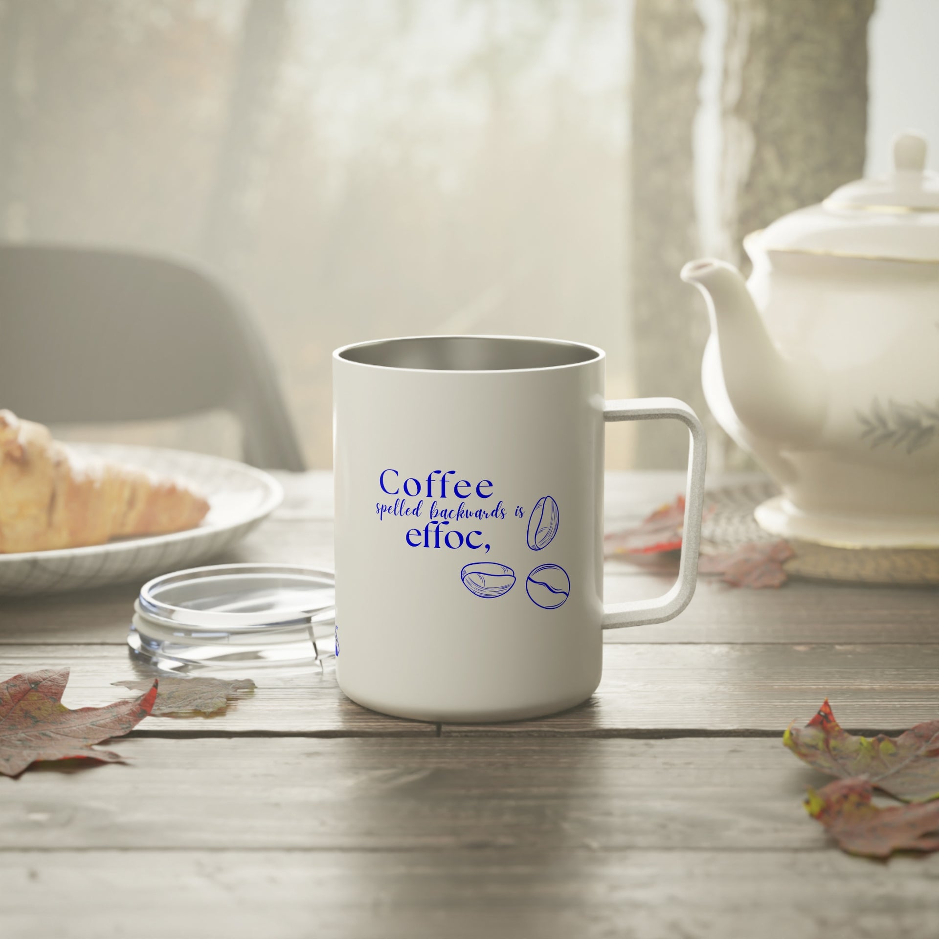 Coffee spelled backwards is effoc Insulated Coffee Mug, 10oz – Berry Bleu  Coffee
